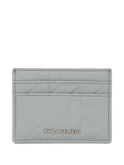 Karl Lagerfeld K/urban Monogram Card Holder In Grey