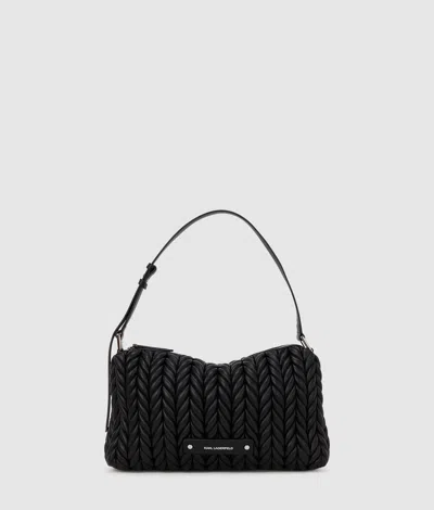 Karl Lagerfeld K/weave Medium Shoulder Bag In Black