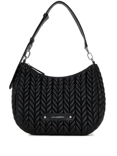 Karl Lagerfeld K/weave Quilted Shoulder Bag In Black