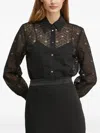 Karl Lagerfeld Lace Buttoned Shirt In Black