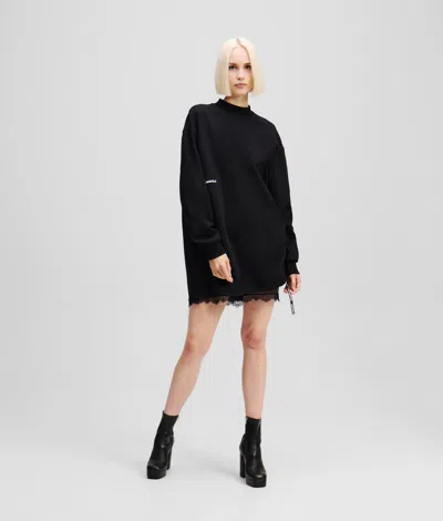Karl Lagerfeld Lace Detail Sweat Dress