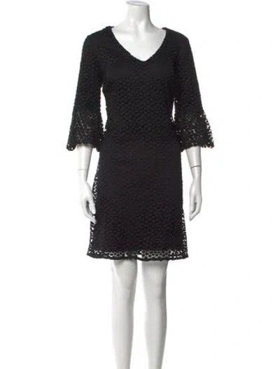 Pre-owned Karl Lagerfeld Lace Pattern Mini Dress In Black