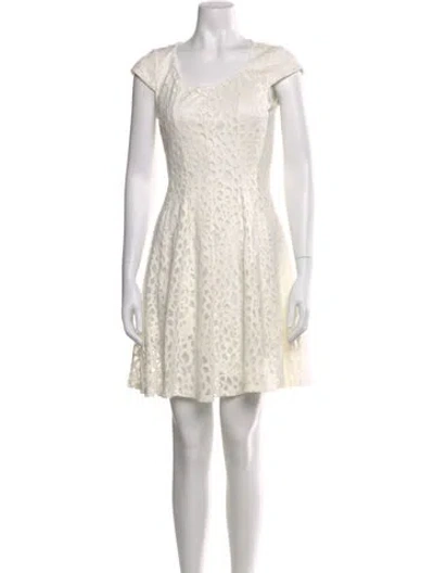 Pre-owned Karl Lagerfeld Lace Pattern Mini Dress In White