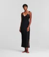 Karl Lagerfeld Lace Trim Maxi Negligee In Black