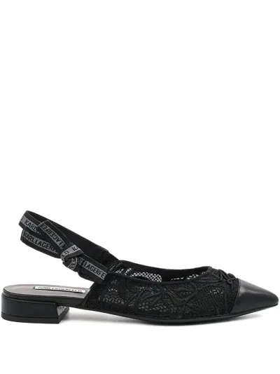 Karl Lagerfeld Lace-trimmed Flat Pumps