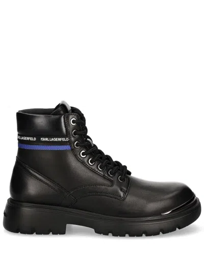 Karl Lagerfeld Lace-up Ankle Boots In Black
