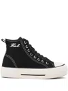 Karl Lagerfeld Lace-up High-top Sneakers In Black