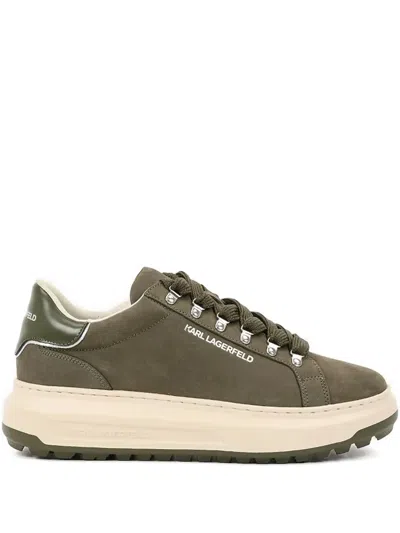Karl Lagerfeld Lace-up Platform Sneakers In Green