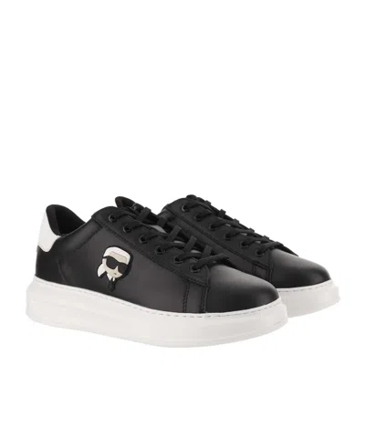 Karl Lagerfeld Leather Karl Head Patch Sneaker In Black
