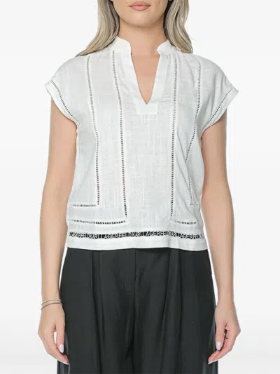 Karl Lagerfeld Ladder-stitch Embroidered Blouse In Neutral