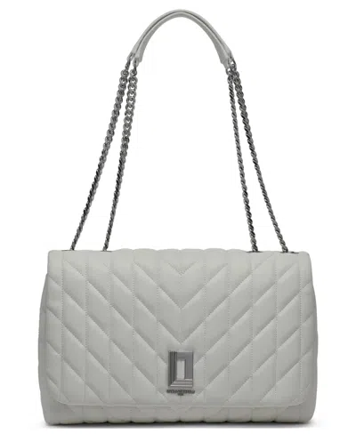 Karl Lagerfeld Lafayette Large Shoulder Bag In Winter White,silver