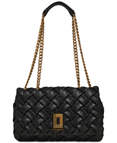 Karl Lagerfeld Lafayette Leather Shoulder Bag In Blk Basket