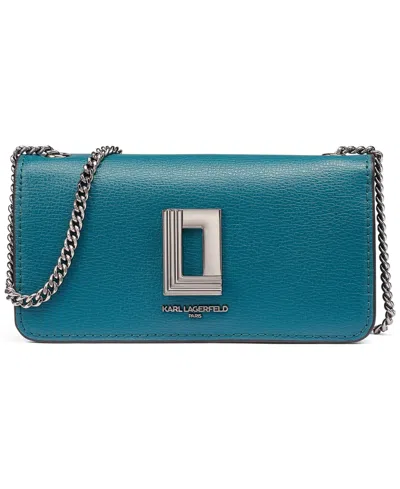 Karl Lagerfeld Lafayette Leather Wallet On A Chain In Glass Teal