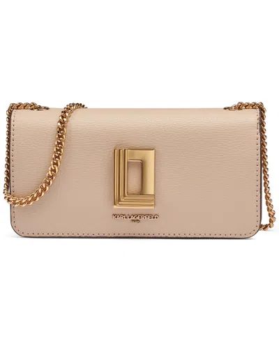 Karl Lagerfeld Lafayette Leather Wallet On A Chain In White Pepper