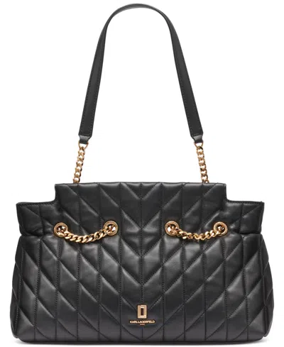 Karl Lagerfeld Lafayette Medium Leather Satchel In Black