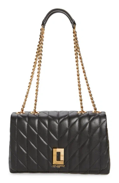 Karl Lagerfeld Lafayette Medium Shoulder Bag In Black/ Gold