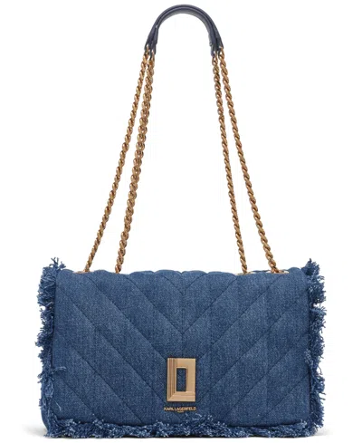 Karl Lagerfeld Lafayette Medium Shoulder Bag In Washed Denim