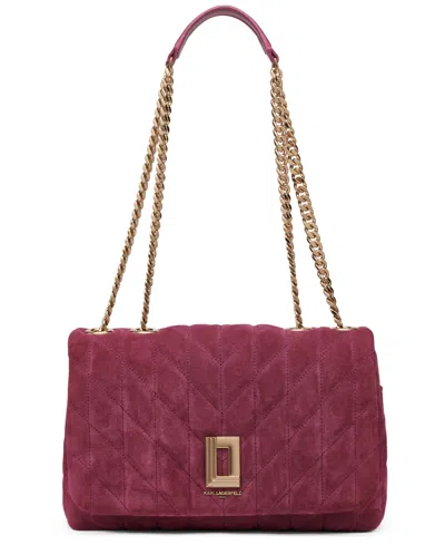 Karl Lagerfeld Lafayette Small Leather Shoulder Bag In Burgundy