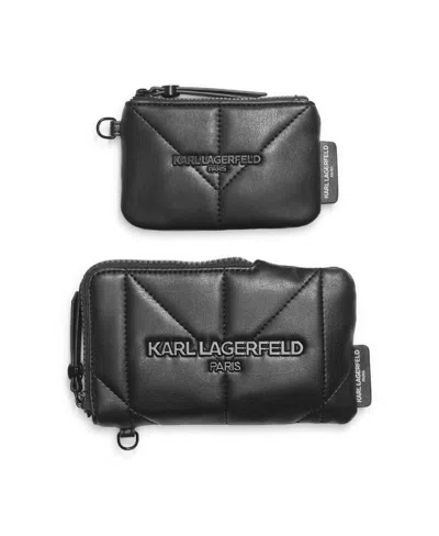 Karl Lagerfeld Lanyard Zipper Wallet In Black