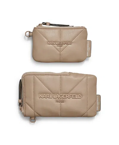 Karl Lagerfeld Lanyard Zipper Wallet In Shell