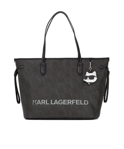 KARL LAGERFELD LARGE IKON-MONOGRAM TOTE BAG