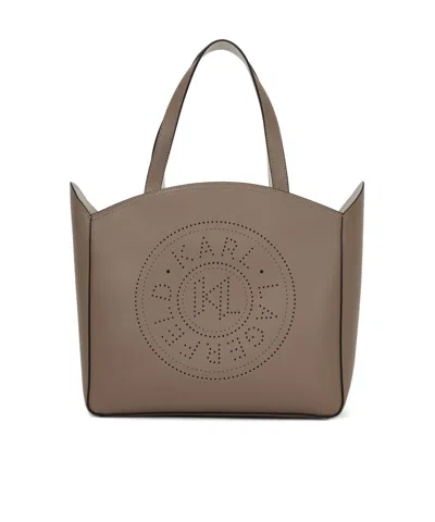 KARL LAGERFELD LARGE K/CIRCLE PERFORATED-DESIGN TOTE BAG