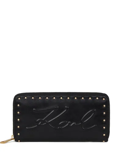 Karl Lagerfeld Large K/ville Studded Wallet In Black