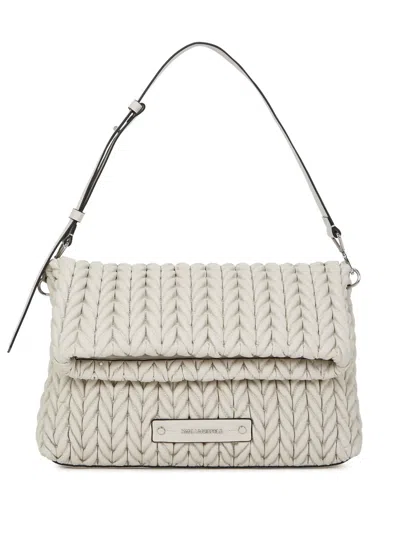 Karl Lagerfeld Large K/weave Shoulder Bag In Neutrals