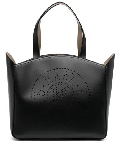 Karl Lagerfeld Large Perforated Tote Bag In Black