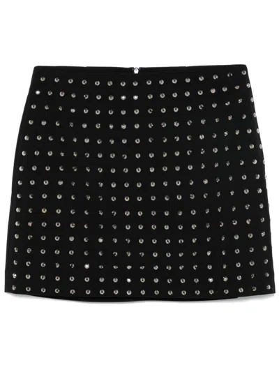 Karl Lagerfeld Large-rhinestone Mini Skirt In ブラック