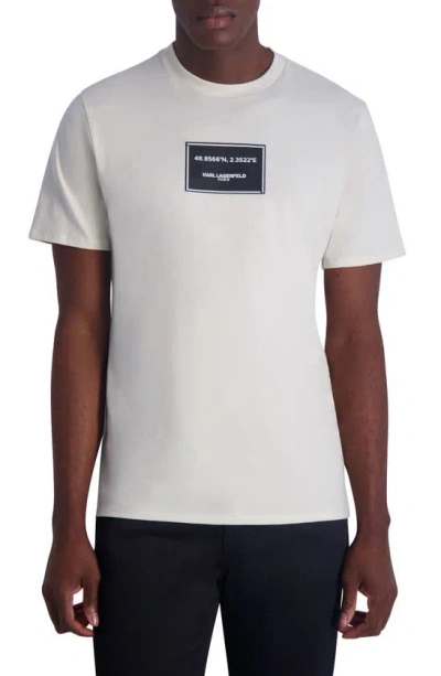 Karl Lagerfeld Latitude Longitude Cotton Graphic T-shirt In Natural