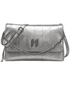 Karl Lagerfeld Lavande Large Leather Shoulder Bag In Metallic Silver