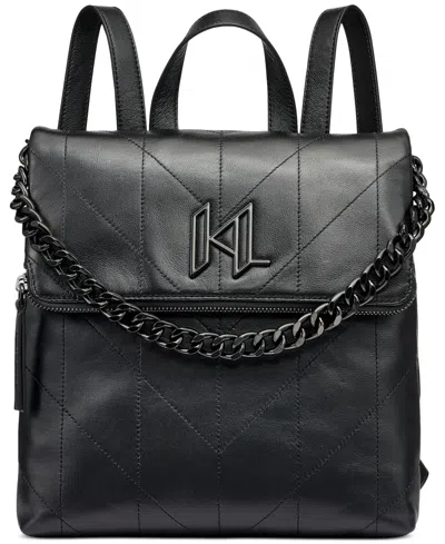 Karl Lagerfeld Lavande Leather Backpack In Black