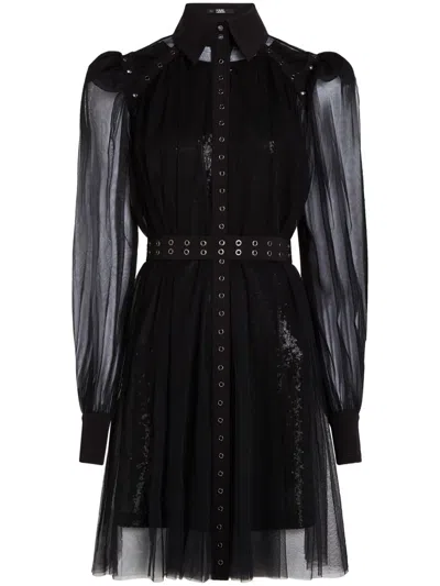 Karl Lagerfeld Layered Dress In Black