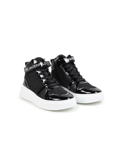 Karl Lagerfeld Kids' Leather Ankle Boots In Black
