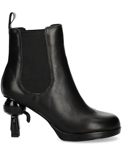 Karl Lagerfeld Leather Ankle Boots In Black