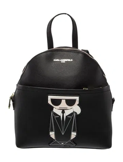 Pre-owned Karl Lagerfeld Leather Backpack In Black