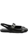 Karl Lagerfeld Leather Ballerina Shoes In Black