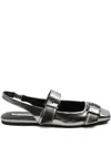 Karl Lagerfeld Leather Ballerina Shoes In Silver