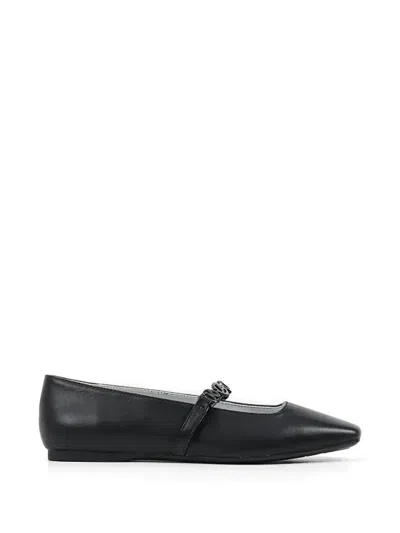 Karl Lagerfeld Leather Ballet Flats In Black