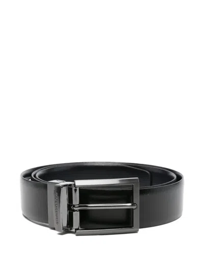 Karl Lagerfeld Smooth Leather Belt In Black