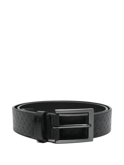 Karl Lagerfeld Leather Belt In Gray