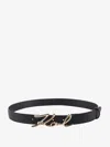 Karl Lagerfeld Leather Belt With Karl Metal Buckle In Black