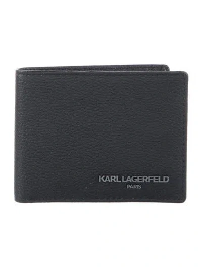 Pre-owned Karl Lagerfeld Leather Bifold Wallet W/ Tags In Black