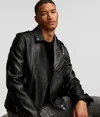 Karl Lagerfeld Ikonic Leather Biker Jacket In Black
