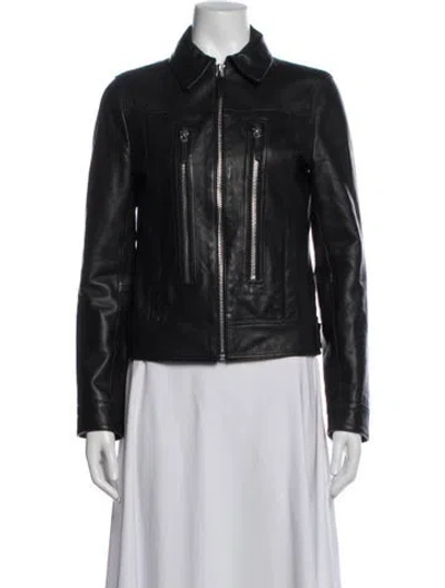 Pre-owned Karl Lagerfeld Leather Biker Jacket In Black