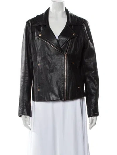 Pre-owned Karl Lagerfeld Leather Biker Jacket In Gray