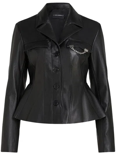 Karl Lagerfeld Leather Blazer In Black