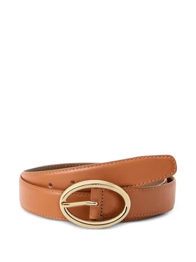 Karl Lagerfeld Leather Buckle Belt In Gray