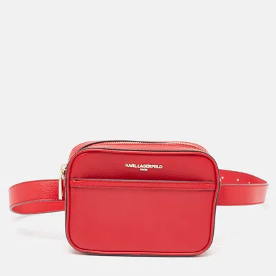 Karl Lagerfeld Leather Camera Waist Belt Bag In Red